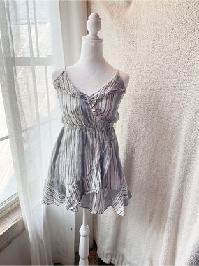 Express White and Navy Striped Dress